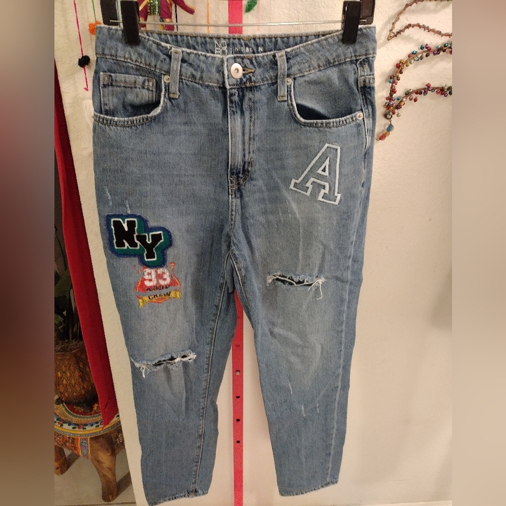 Y2K Nobo Patches Distressed Jeans